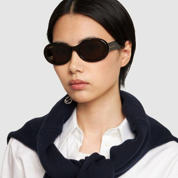 NEW Gucci GG1587S 001 Black Grey Unisex Oval Sunglasses GG 1587S main image 5